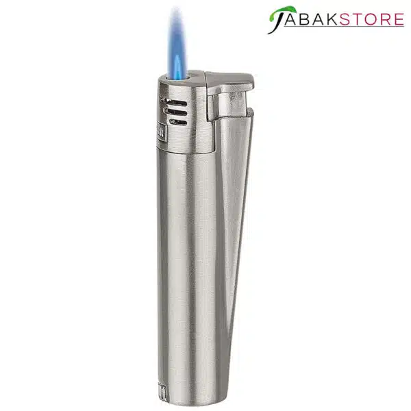 Clipper Jet-Flame-Silver-mit-geöffneter-flamme