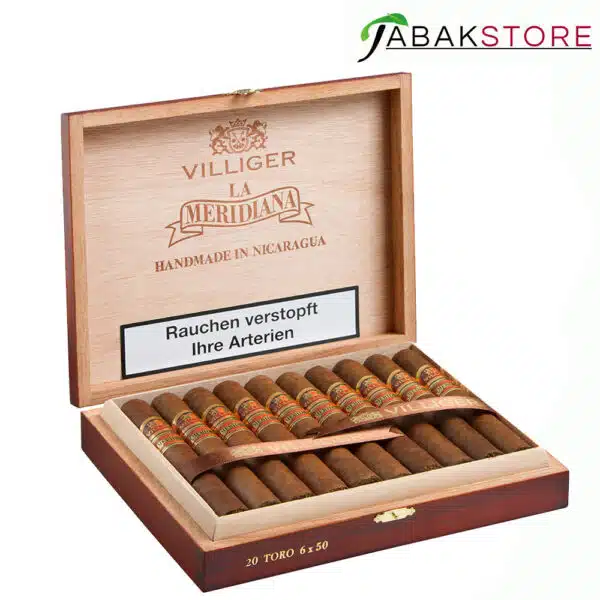 Villiger-la-Meridiana-Toro-Holzkiste-20er-geöffnet