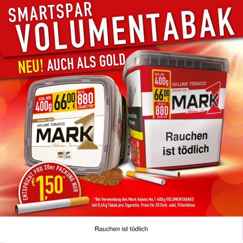 Mark 1 Tabak mit 400g Inhalt Red und Gold