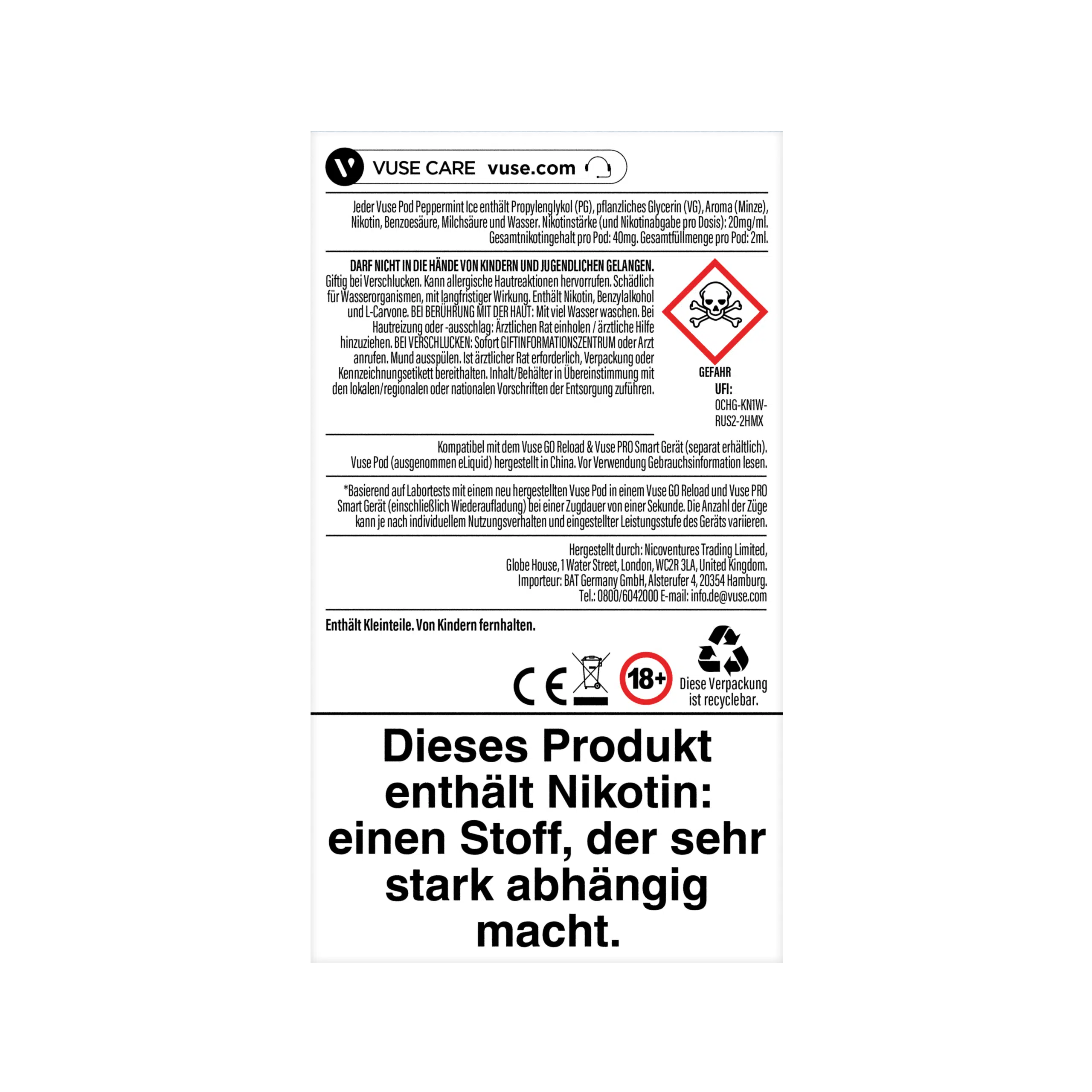 Vuse ePod Caps Peppemint Ice Rückseiten Ansicht 20mg