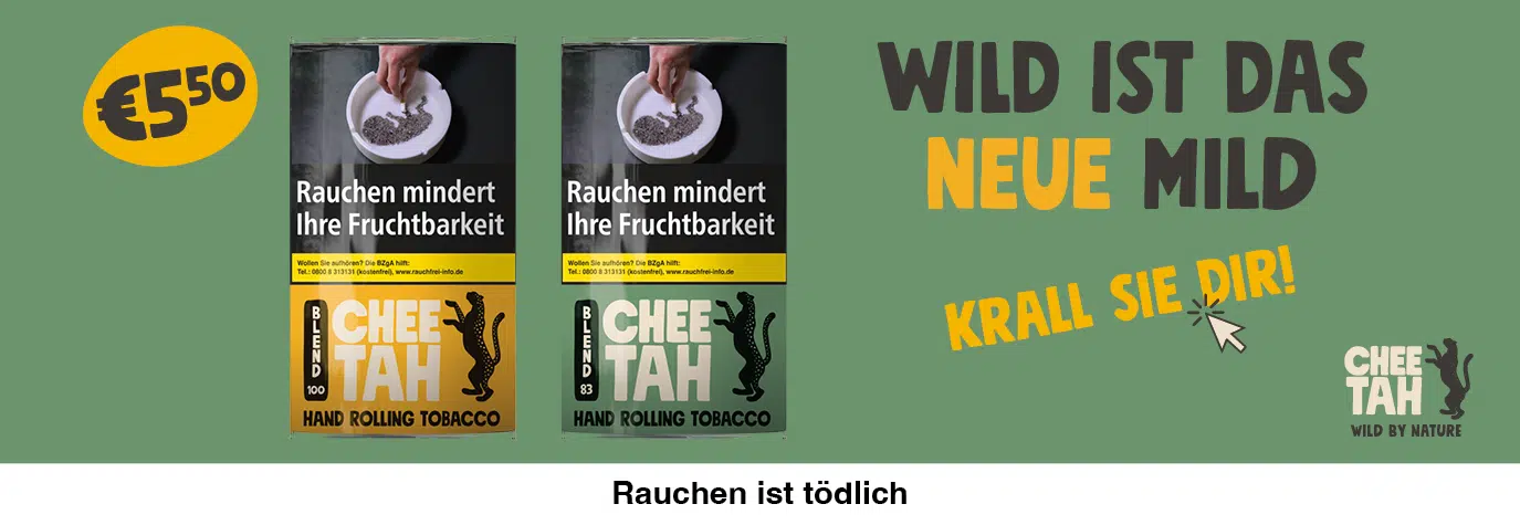 Chee Tah Drehtabak Banner - Wild ist das neue Mild