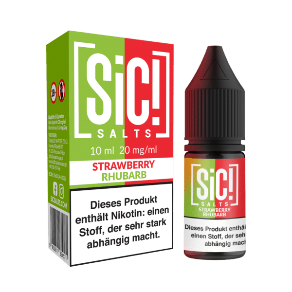 SiC Salt Liquid Strawberry Rhubarb mit Box und Flasche