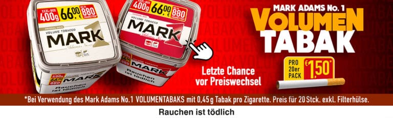 Mark 1 Tabak mit 400g zum alten Preis